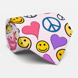 Peace Love Laugh Pattern Tie