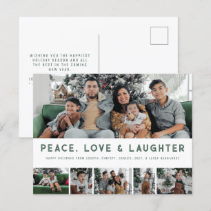 Peace, Love & Laughter MultiPhoto Holiday Postcard