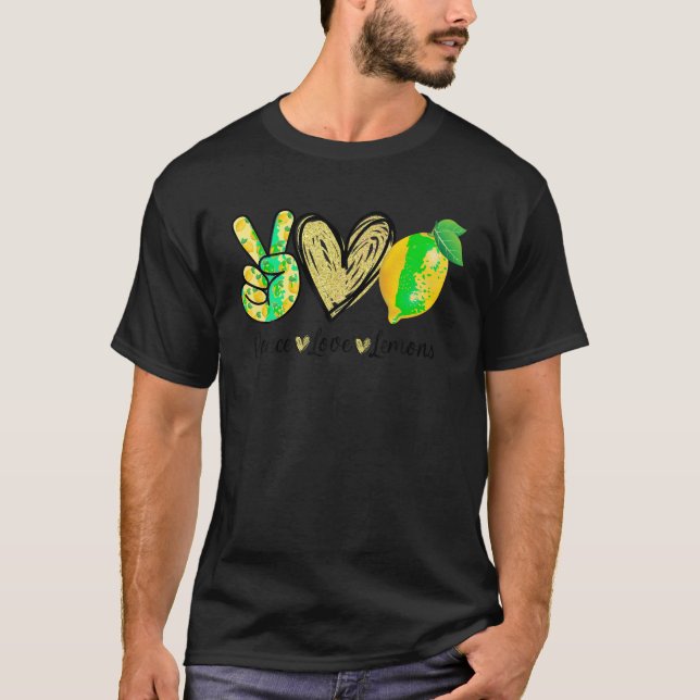Peace Love Lemon Farmer Cocktails Lover Fruits Wom T-Shirt (Front)