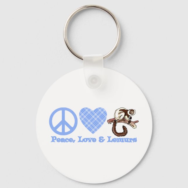 Peace, Love & Lemurs Keychain (Front)