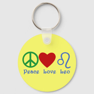 Peace Love Leo Astrological Design Keychain