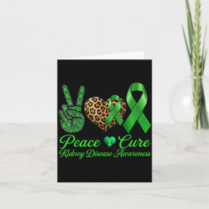 Peace love leopard ribbon kidney disease awareness card