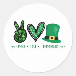 Peace Love Leprechauns Classic Round Sticker