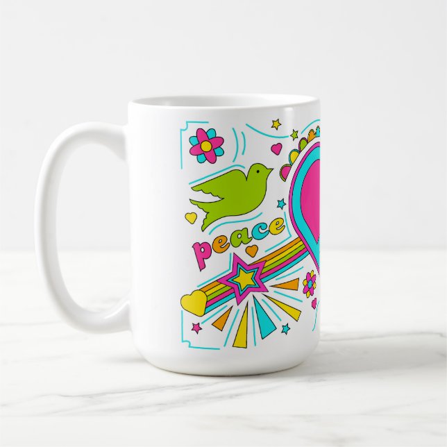 Peace & Love les années 70 Graffiti Mug (Gauche)