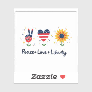 Peace Love Liberty Cute USA Sticker