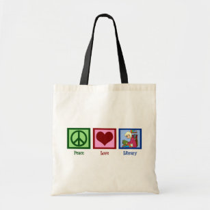 Peace Love Library Tote Bag