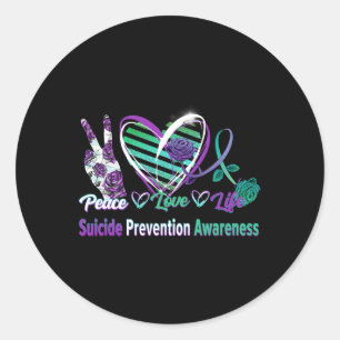 Peace Love Life Suicide Awareness Semi Colon Gift Classic Round Sticker