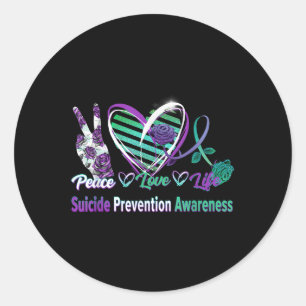 Peace Love Life Suicide Awareness Womens Semi Colo Classic Round Sticker