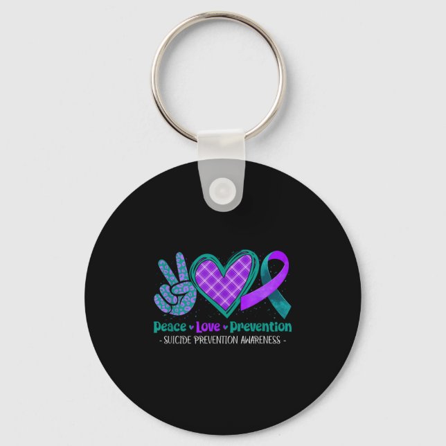 Peace Love Life Suicide Prevention Awareness Purpl Keychain (Front)