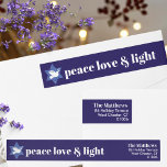 Peace Love Light | Modern Hanukkah Blue & White Wrap Around Label<br><div class="desc">A contemporary blue and white Hanukkah wrap-around label featuring a "Peace, Love & Light" theme with a "Bird of Peace" accent.</div>
