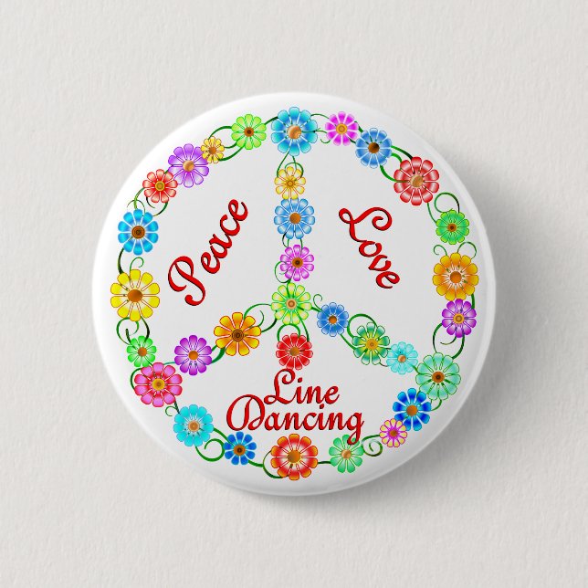 Peace Love Line Dancing 2 Inch Round Button (Front)