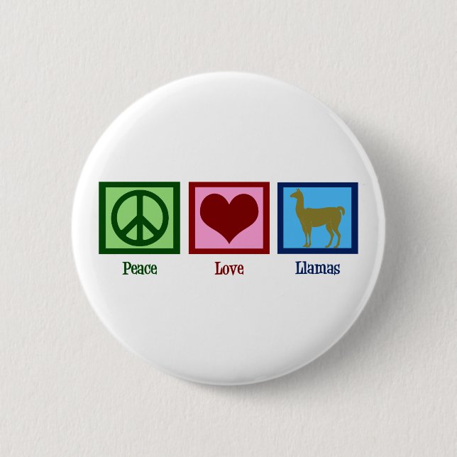 Peace Love Llamas 2 Inch Round Button (Front)