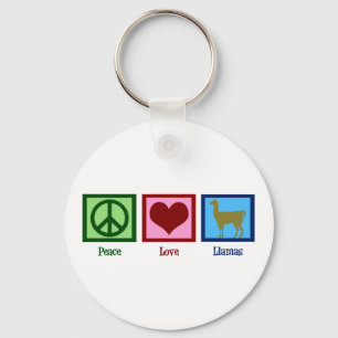 Peace Love Llamas Keychain