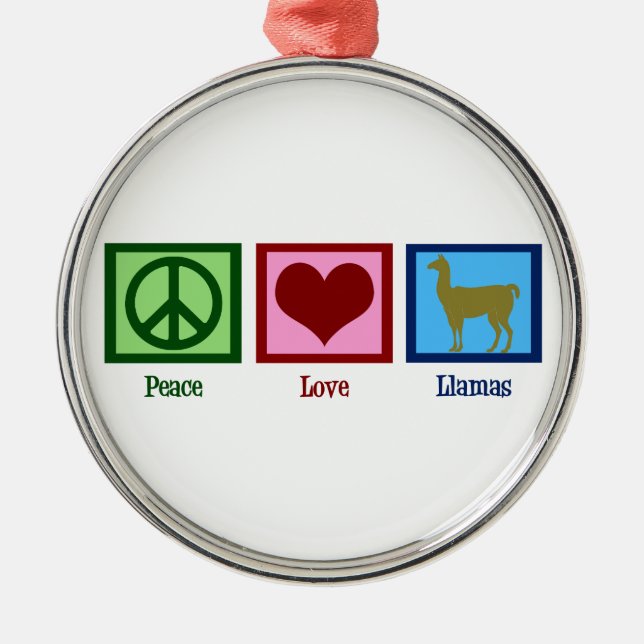 Peace Love Llamas Metal Ornament (Front)