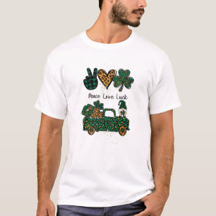 Peace Love Luck Gnome For Women Cute St. Patricks T-Shirt