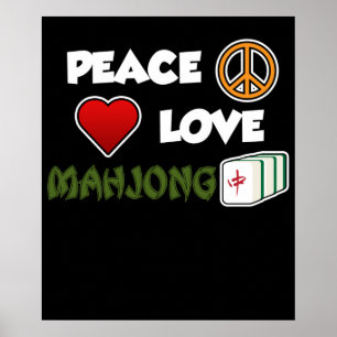 Peace Love Mahjong Game Mahjong Player Games Poster