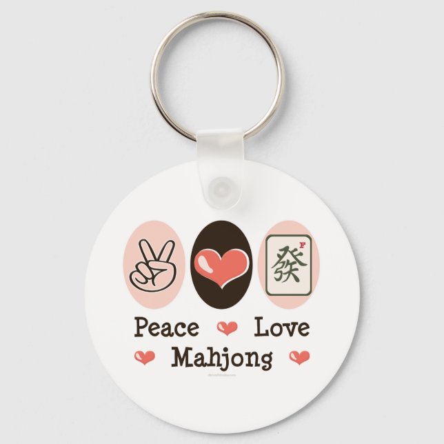 Peace Love Mahjong Key Chain (Front)