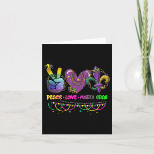 Peace Love Mardi Gras Beads Carnival Parade New Or Card
