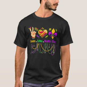 Peace Love Mardi Gras Beads for women Carnival Par T-Shirt