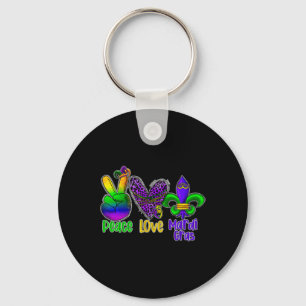 Peace Love Mardi Gras Keychain
