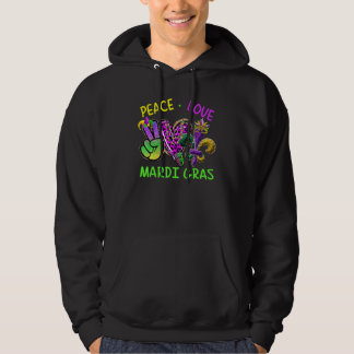 Peace Love Mardi Gras Leopard Heart Mardi Gras Fes Hoodie
