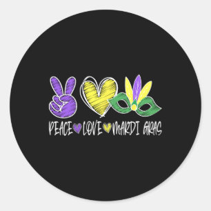 Peace Love Mardi Gras New Orleans Louisiana Parade Classic Round Sticker