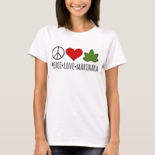 Peace Love Marinara Basil Leaves Cluster T-Shirt