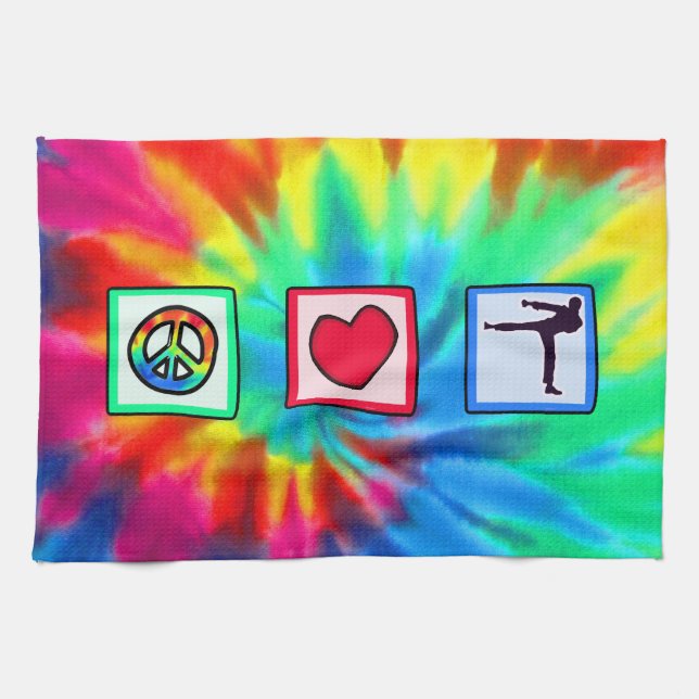 Peace, Love, Martial Arts Kitchen Towel (Horizontal)
