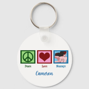 Peace Love Massage Cute Custom Masseuse Keychain