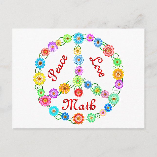 Peace Love Math Postcard (Front)