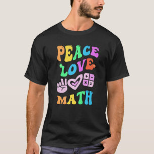 PEACE LOVE MATH Retro STEM Teacher Groovy Back To  T-Shirt