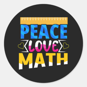 Peace Love Math School Subject Classic Round Sticker