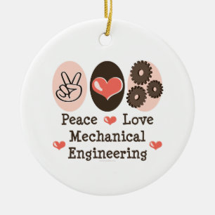 Peace Love Mechanical Engineering Ornament