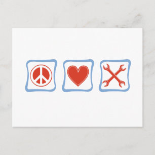 Peace Love Mechanics Squares Postcard