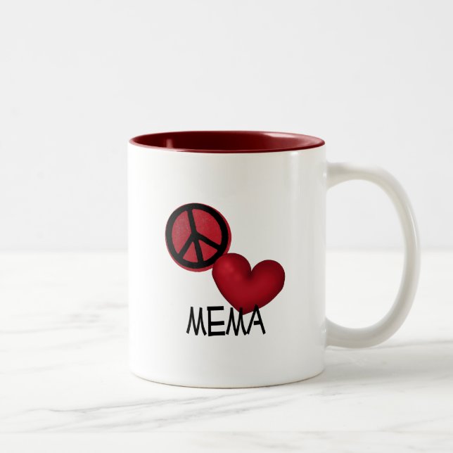Peace Love Mema Two-Tone Coffee Mug (Right)