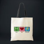 Peace Love Mermaids Tote Bag<br><div class="desc">A peace sign,  heart,  and a pretty mermaid.</div>