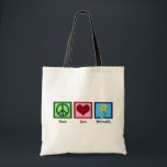 Peace Love Mermaids Tote Bag<br><div class="desc">A peace sign,  heart,  and a pretty mermaid.</div>