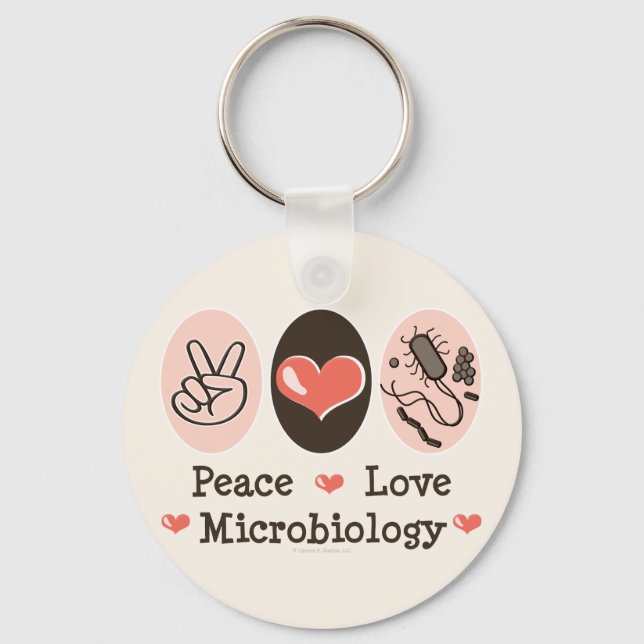 Peace Love Microbiology Key Chain (Front)