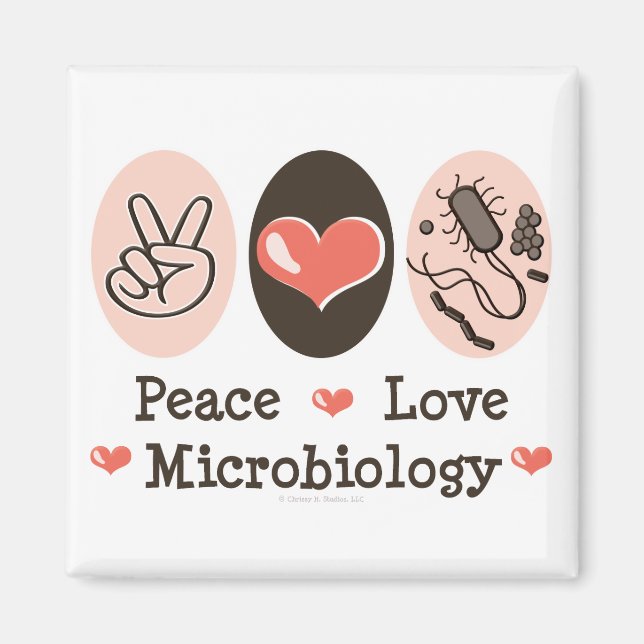 Peace Love Microbiology Magnet (Front)