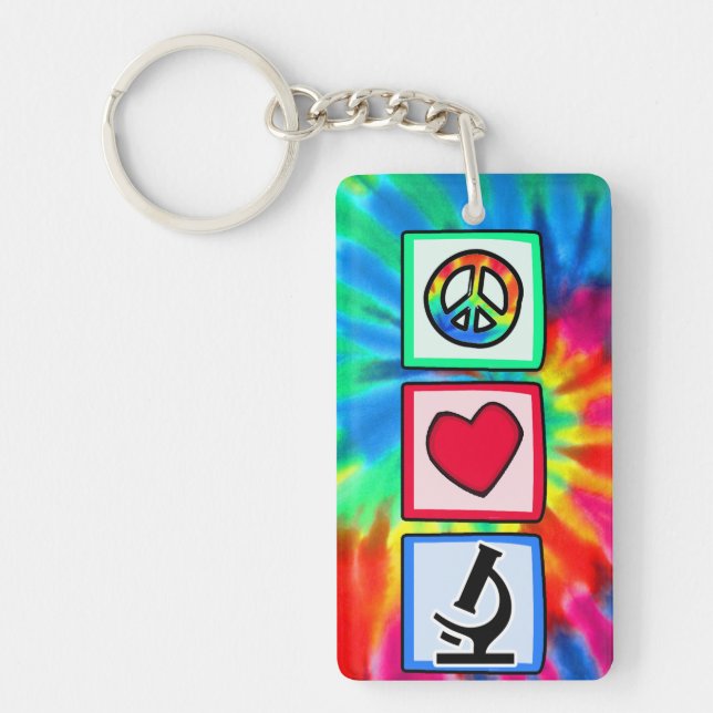 Peace, Love, Microscopes Keychain (Front)