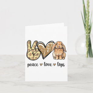 Peace Love Mini Holland Lop Bunny Rabbit Lover Card