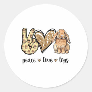 Peace Love Mini Holland Lop Bunny Rabbit Lover Classic Round Sticker