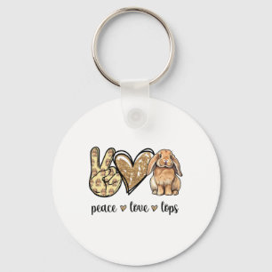 Peace Love Mini Holland Lop Bunny Rabbit Lover  Keychain