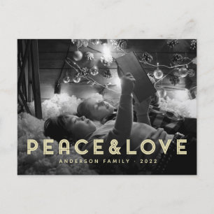 Peace & Love Modern Simple Typography Holiday Postcard