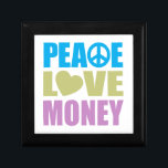 Peace Love Money Gift Box<br><div class="desc">Peace Love Money... What else do you need in life? Perfect gift for any money addict. It doesn't matter if you're friends call you a cheapskate because you love to save your money, you're rich and famous, you blow your money every time you get paid like it's burning a hole...</div>