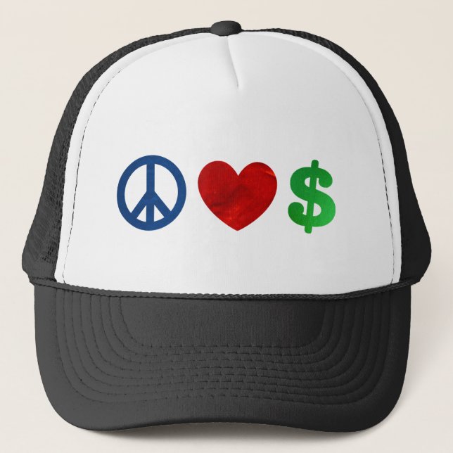 Peace love money trucker hat (Front)