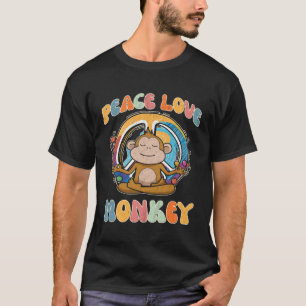 Peace Love Monkey Hippie Yoga Primate Meditation T-Shirt