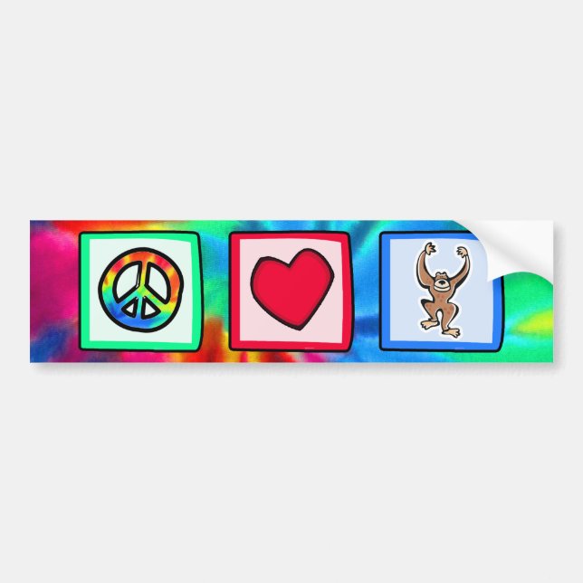 Peace, Love, Monkeys Bumper Sticker (Front)