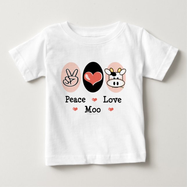 Peace Love Moo Cow Infant Long Sleeve Tee Shirt (Front)