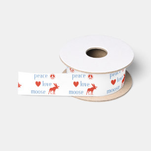 Peace Love Moose Satin Ribbon